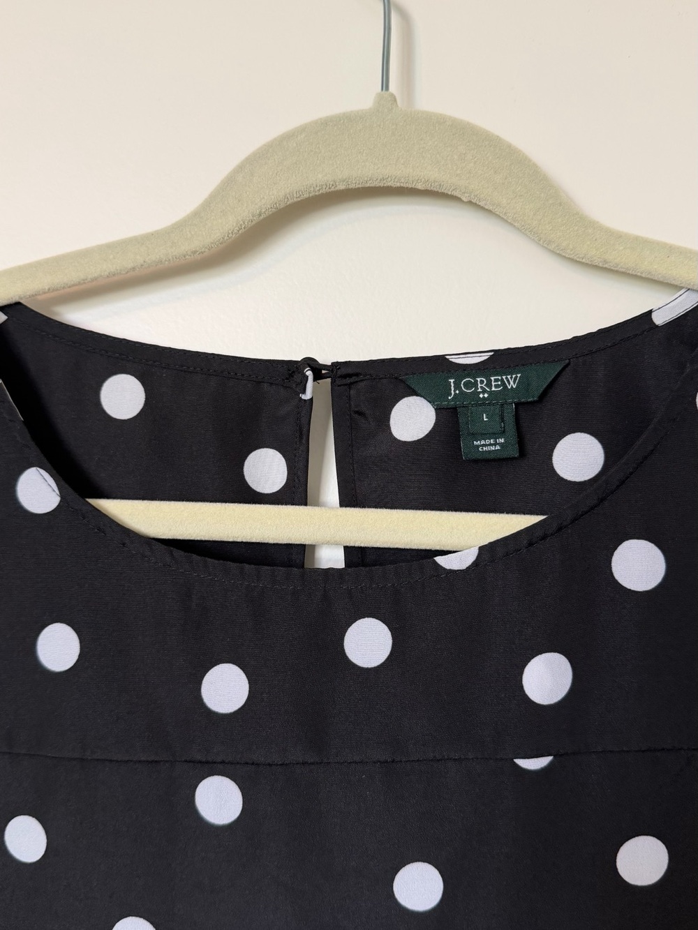 J. Crew Black Blouse with White Polka Dots, Large, Like new - Picture 3 of 10